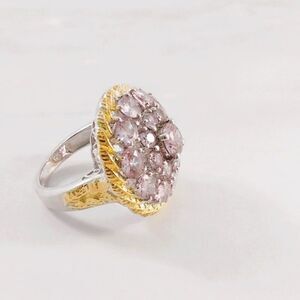 Simulated Pink Sapphire Cocktail Statement Ring Size 7
